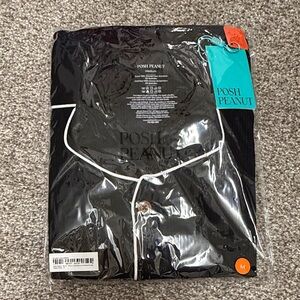 Posh Peanut Black Pajama Top with White Piping